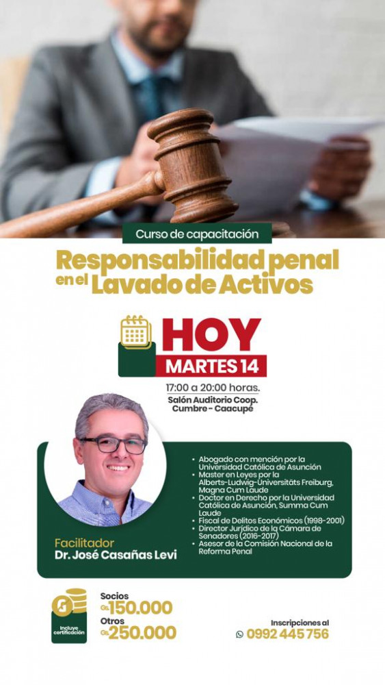 Capacitación sobre “Responsabilidad Penal en el Lavado de Activos”